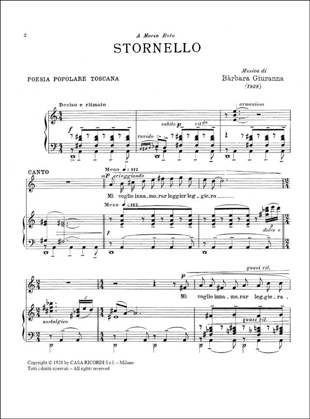 Stornello - Poesia Popolare Toscana Per Voce E Pianoforte - pro zpěv a klavír